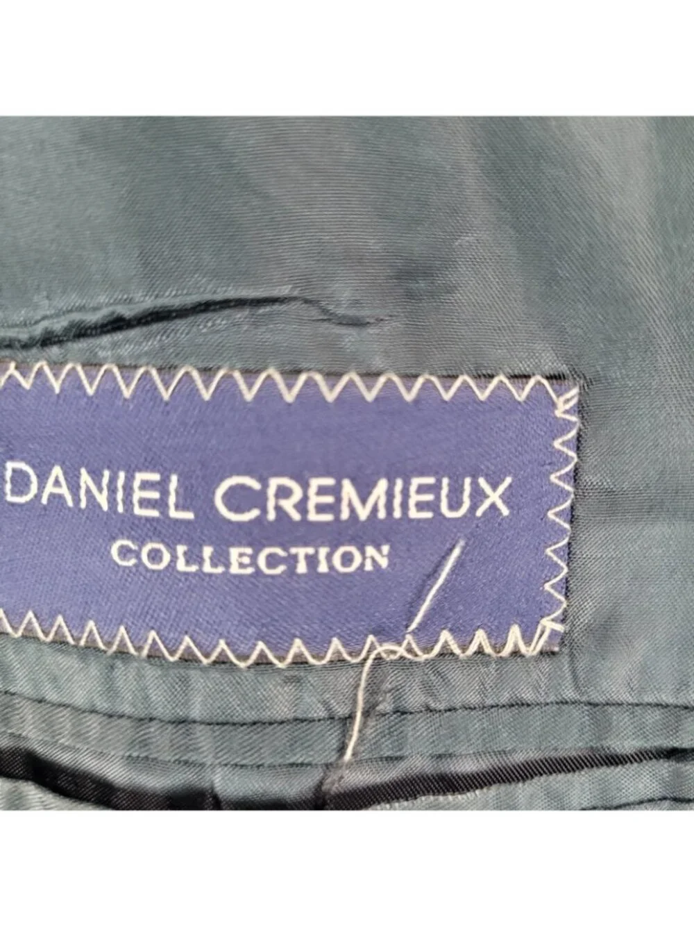 Daniel Cremieux Navy 100% Wool Check Full Suit Set Jacket 44R Pants 37x29 USA